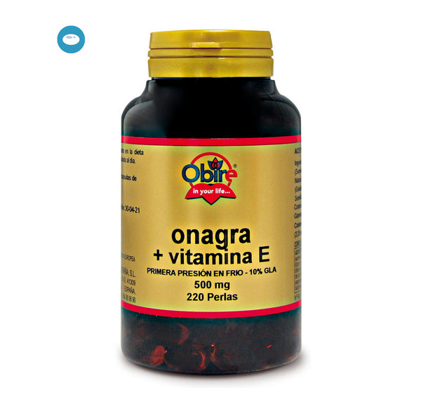 Aceite de onagra 500 mg. (10% GLA + 5 mg. Vitamina E) 220 perlas