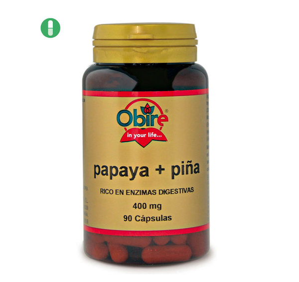 Papaya + piña 400 mg. 90 cápsulas